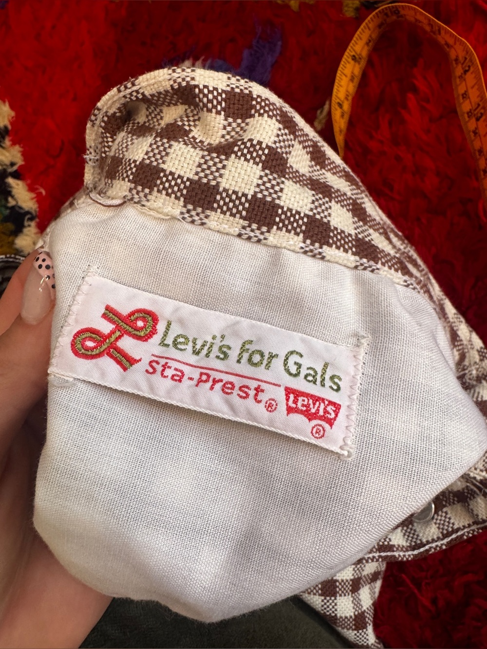 60s Vintage Big E Levi’s Brown Gingham Pants - Picture 5 of 10